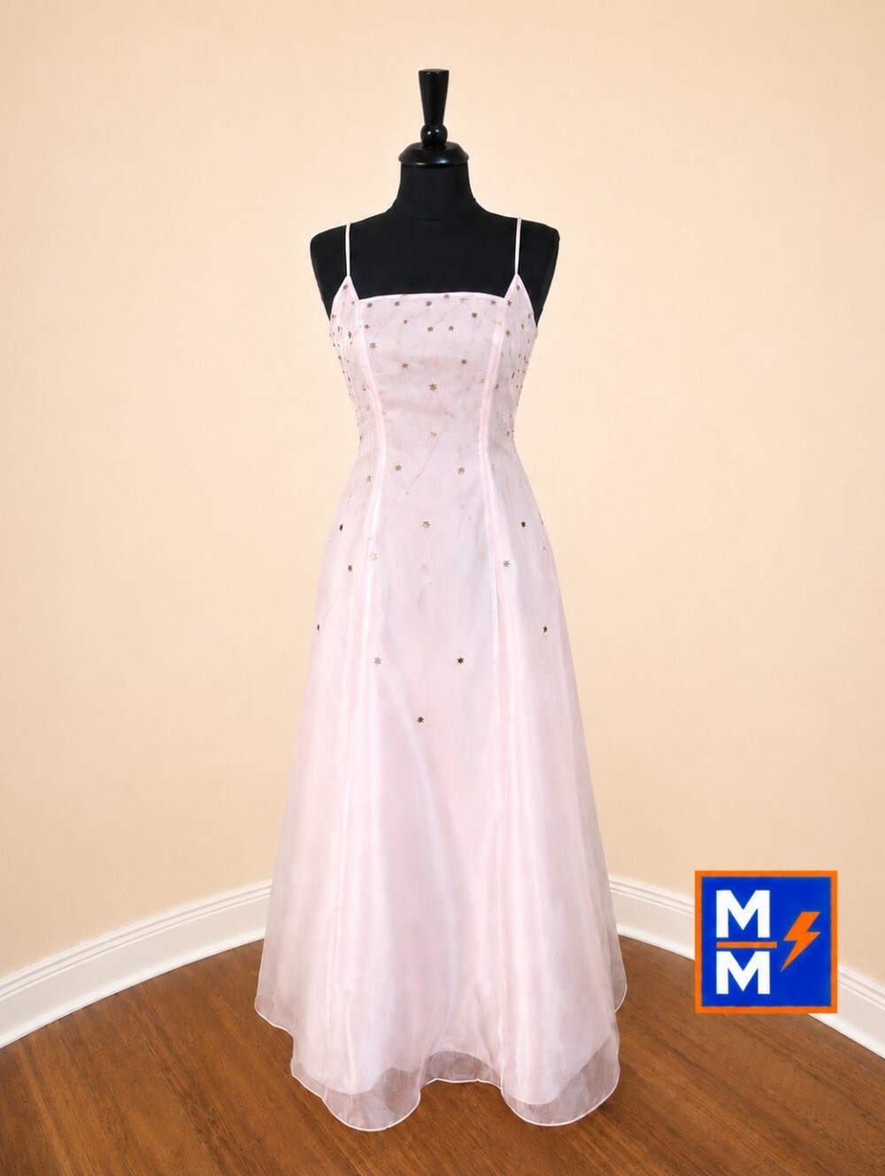 NWT Morgan & Co Pink Beaded Lace Up Prom Dress 7/8 Formal Gown $150
